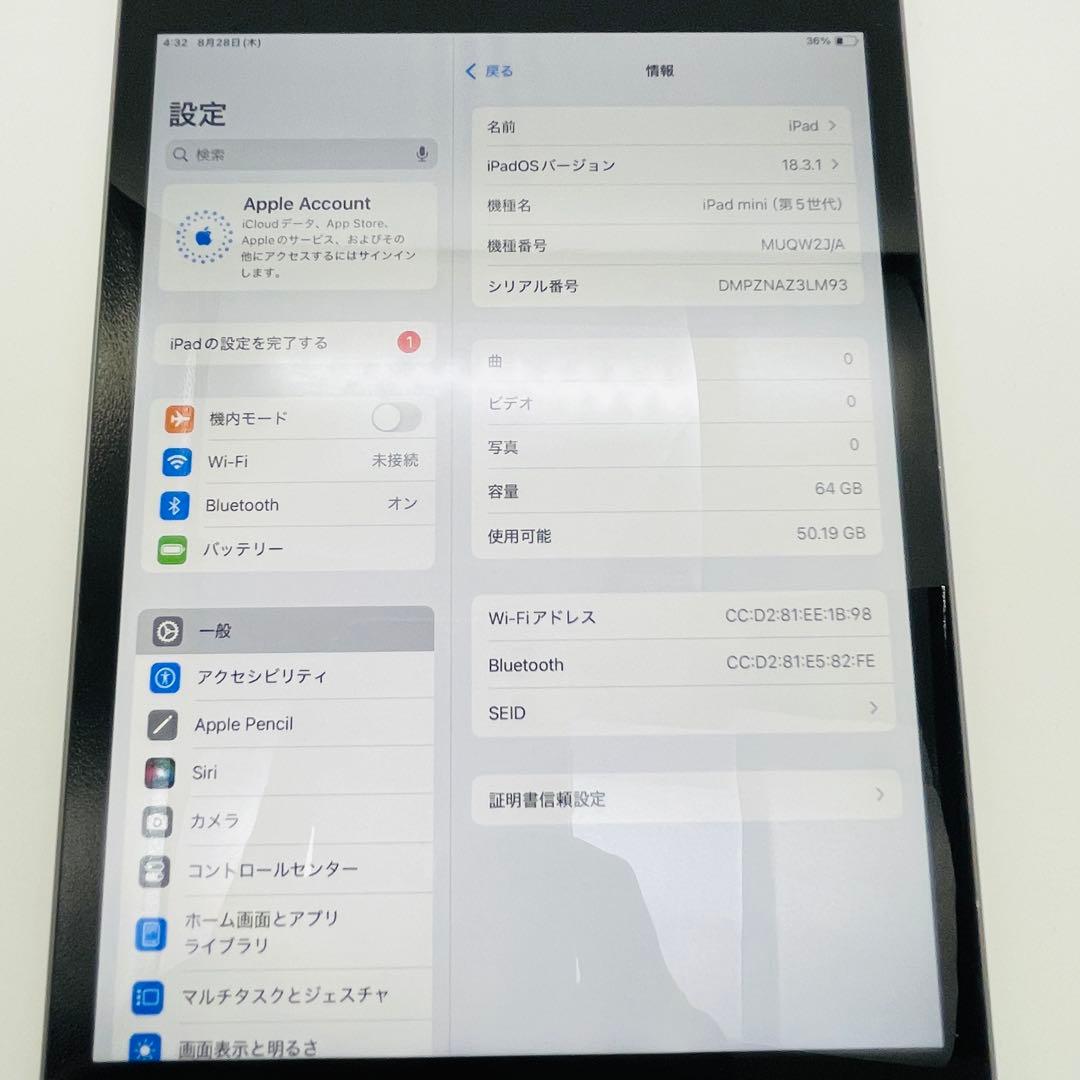 iPad mini 5 64GB スペースグレー　Wi-Fiモデル