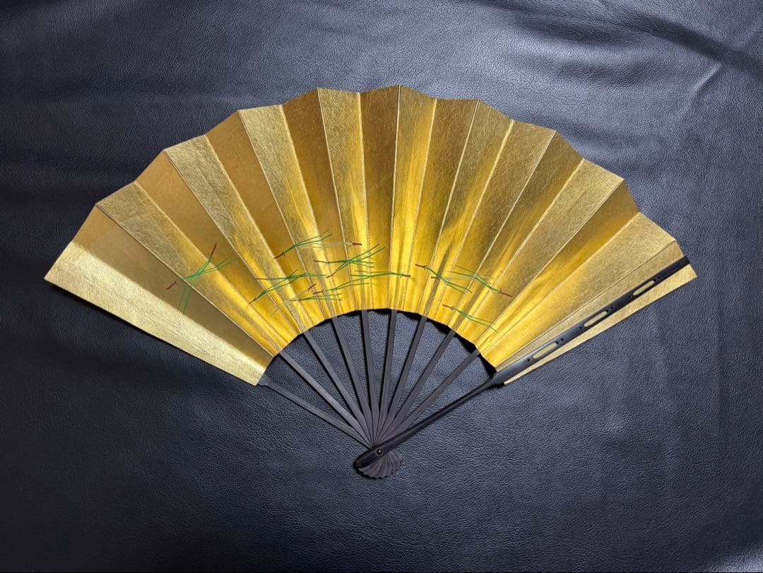 扇子　33.5cm 十松屋福井扇舗　金　桜　松葉　片面違い　仕舞扇　能楽　着物