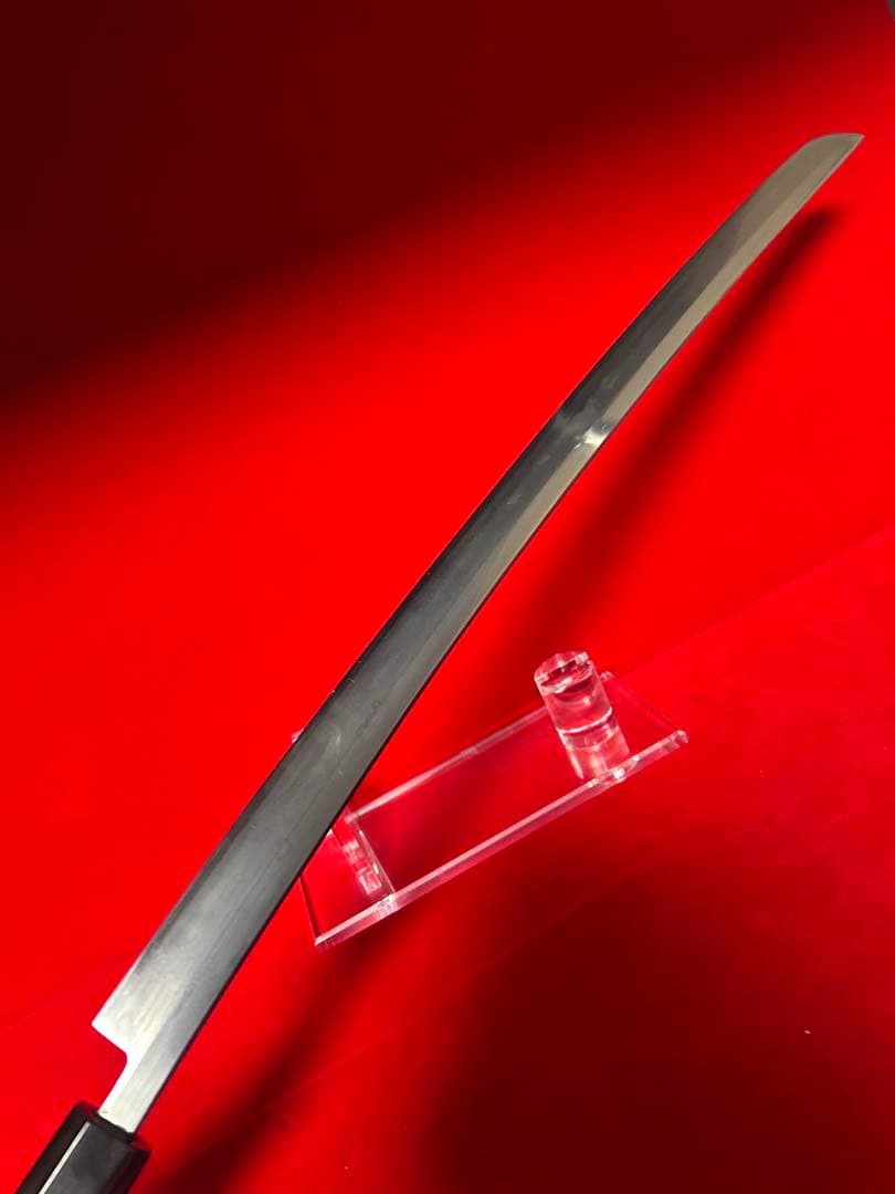 01554 包丁　先丸型　マグロ包丁　玉鋼　墨流し　地肌有り　両刃　未使用品