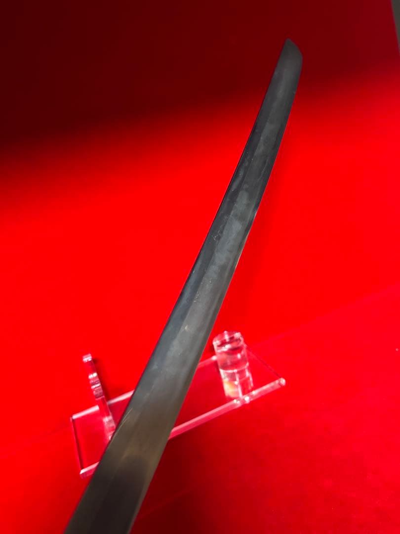 01554 包丁　先丸型　マグロ包丁　玉鋼　墨流し　地肌有り　両刃　未使用品