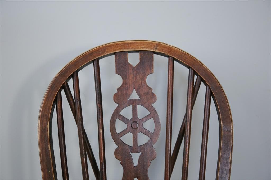 英国アンティーク木製ホイールバックチェア/ダイニングイス/椅子(91-203-1