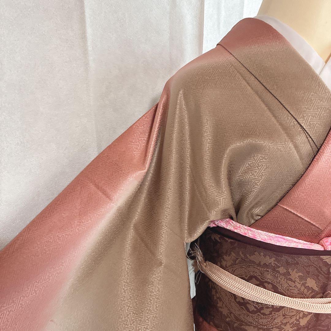 訪問着　フルセット　着物　トールサイズ　正絹　くすみ優花　綸子　J5