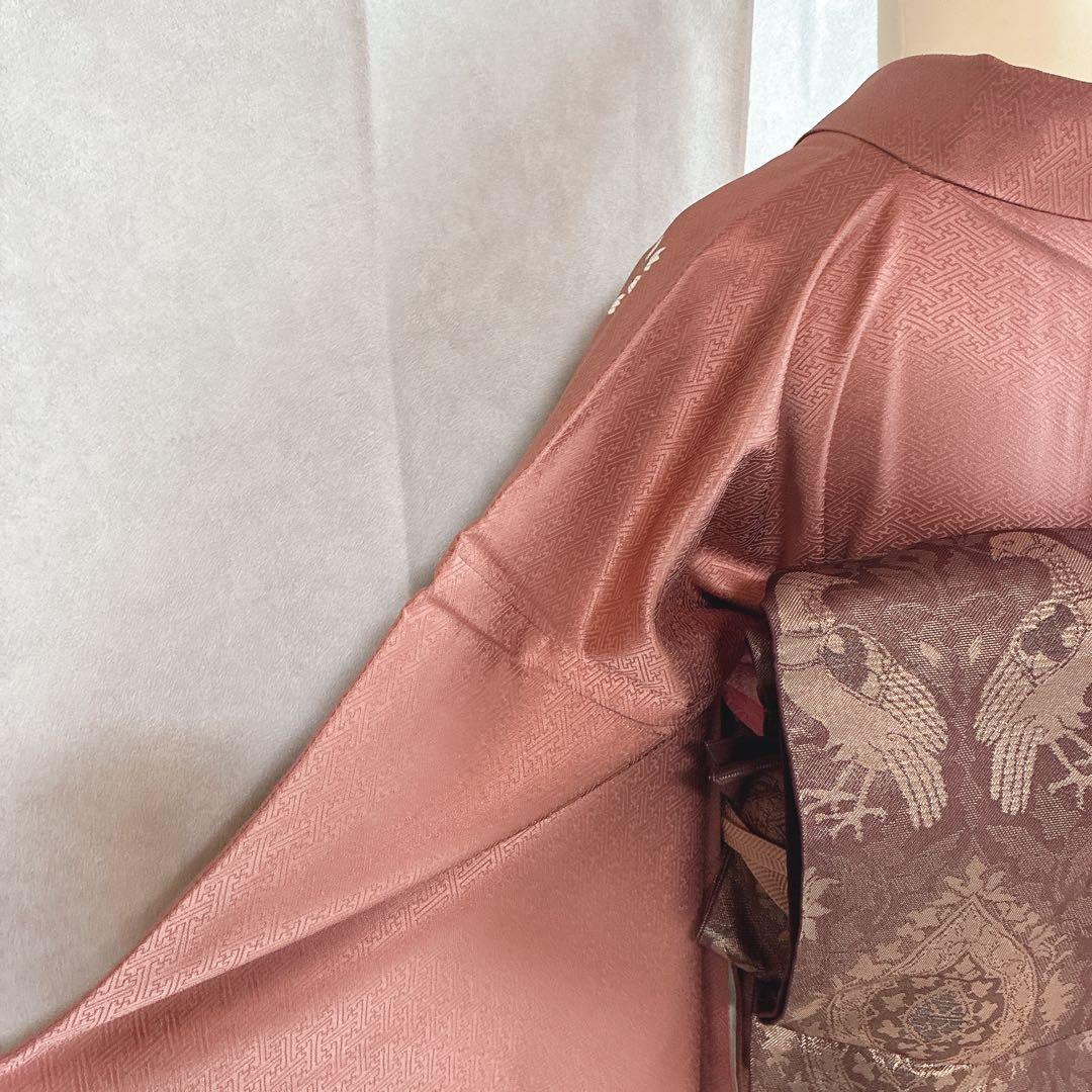 訪問着　フルセット　着物　トールサイズ　正絹　くすみ優花　綸子　J5