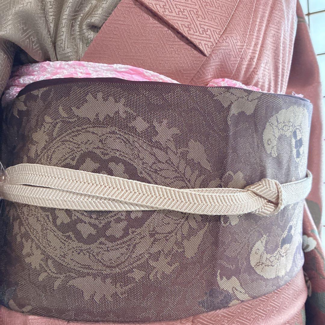 訪問着　フルセット　着物　トールサイズ　正絹　くすみ優花　綸子　J5