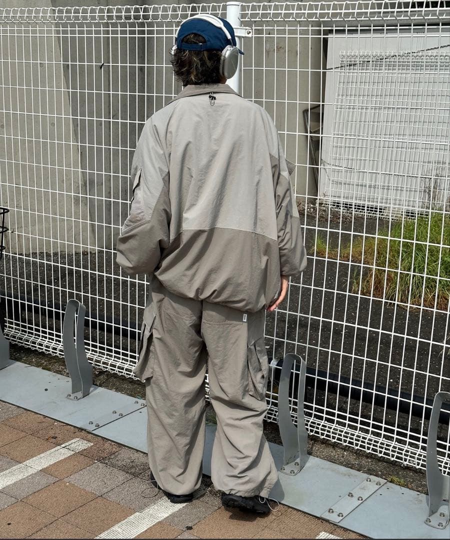 Perushu ナイロンジャケット セットアップ ライトグレー Lサイズ