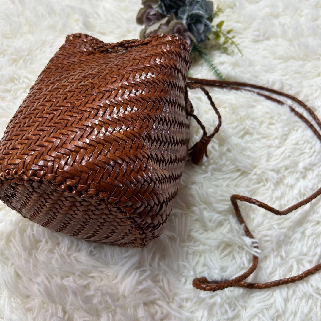 極美品★dragon ドラゴン レザー メッシュ ミニ ショルダー バッグ