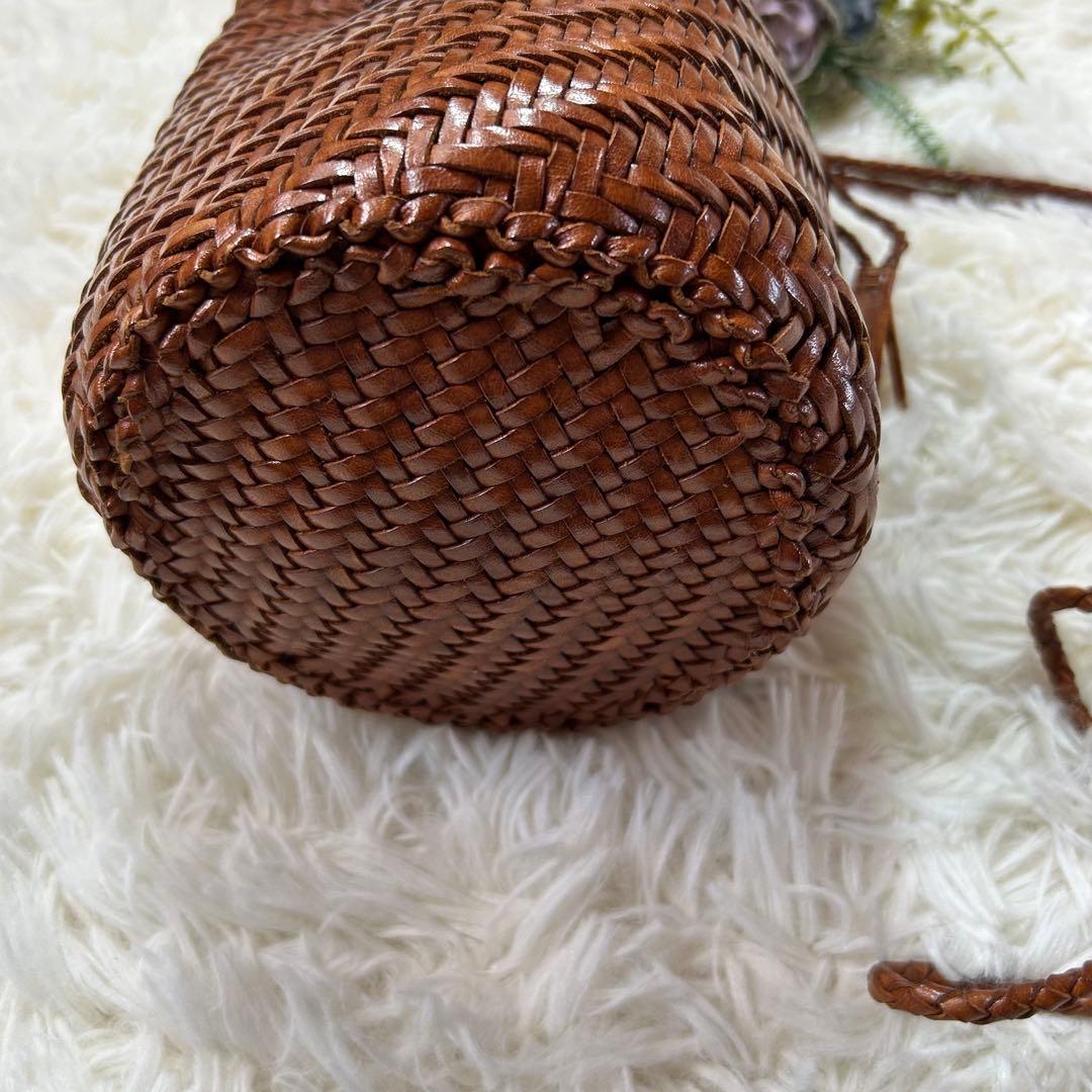 極美品★dragon ドラゴン レザー メッシュ ミニ ショルダー バッグ