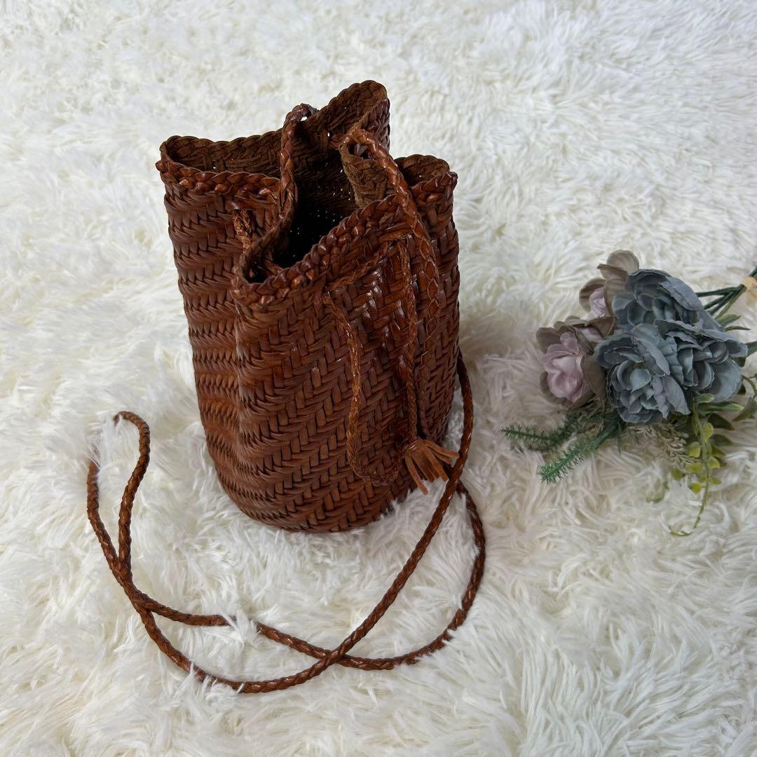 極美品★dragon ドラゴン レザー メッシュ ミニ ショルダー バッグ