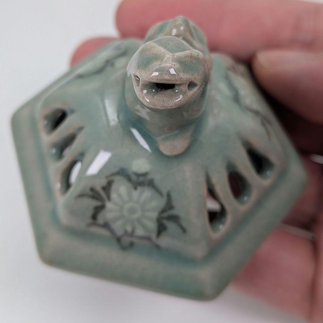 韓国人間国宝 申相浩 獅子摘青磁香炉 高麗青磁 韓国陶磁 香爐 香道具 茶道具