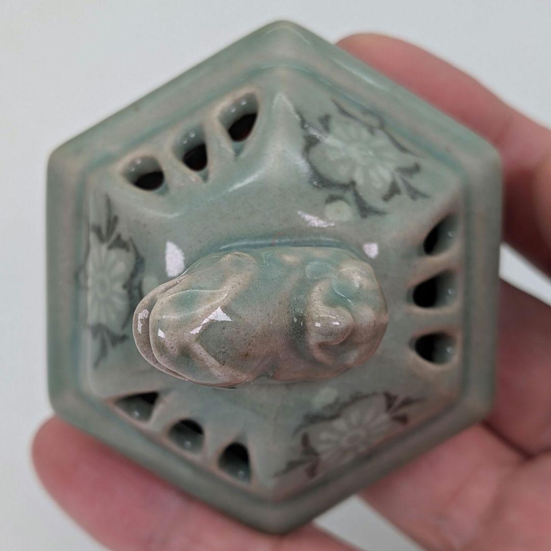 韓国人間国宝 申相浩 獅子摘青磁香炉 高麗青磁 韓国陶磁 香爐 香道具 茶道具