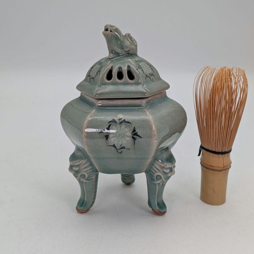 韓国人間国宝 申相浩 獅子摘青磁香炉 高麗青磁 韓国陶磁 香爐 香道具 茶道具