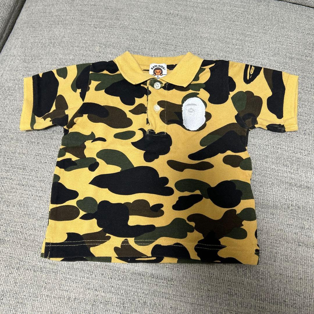 BAPEKIDS 迷彩柄ポロシャツとデニムショーツセット90cm正規品