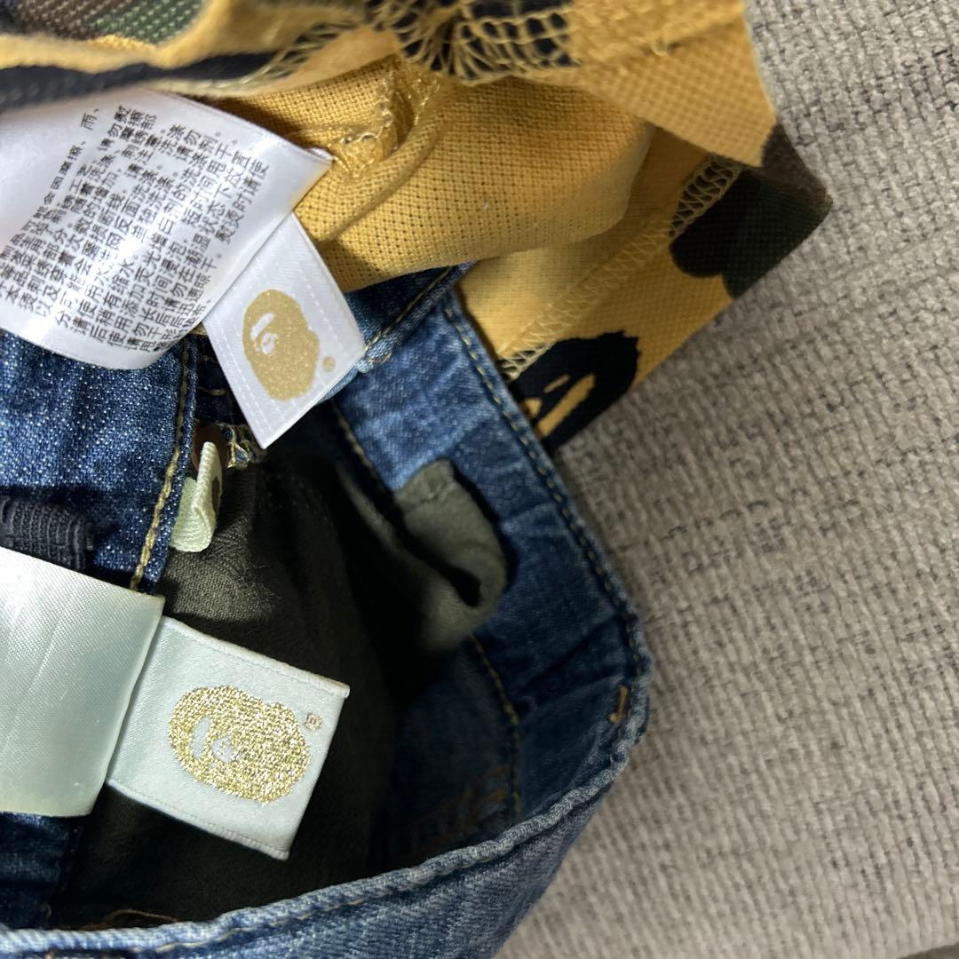 BAPEKIDS 迷彩柄ポロシャツとデニムショーツセット90cm正規品