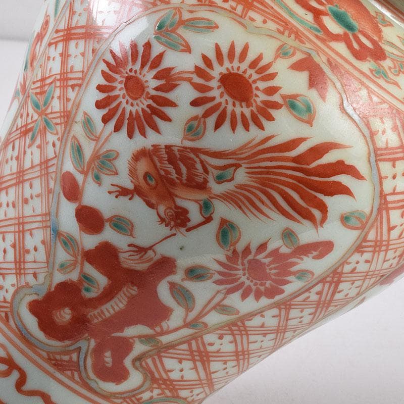 中国　赤絵　花鳥文瓶　C　R8941