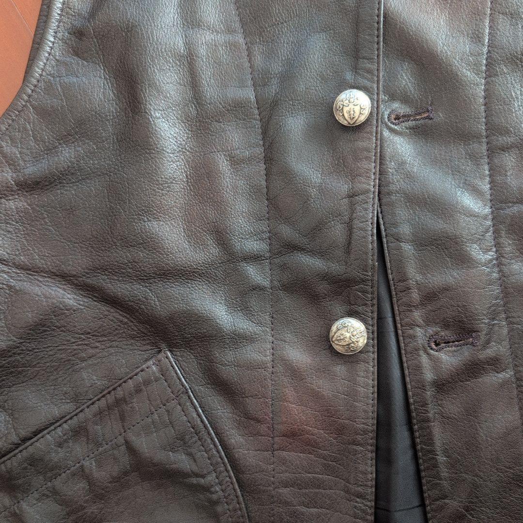 Schott ブラウン　バッファローレザー ベスト L