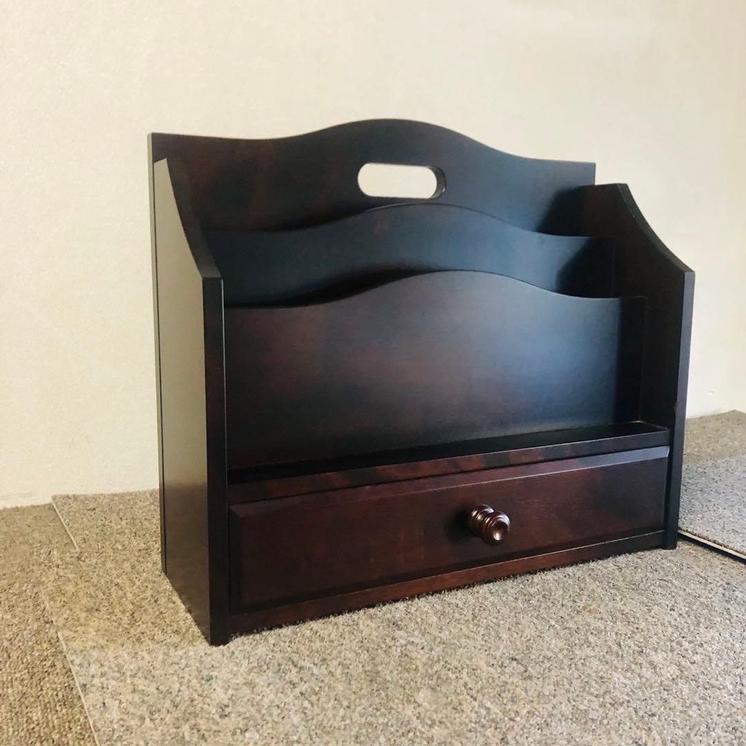 E48アンティーク品✨北海道民藝 木製ブックスタンド小物入れ レタースタンド