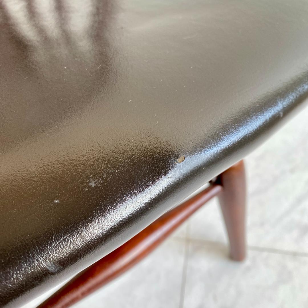 秋田木工 ビンテージ ダイニングチェア 曲木 椅子 レザー座面 鋲打ち