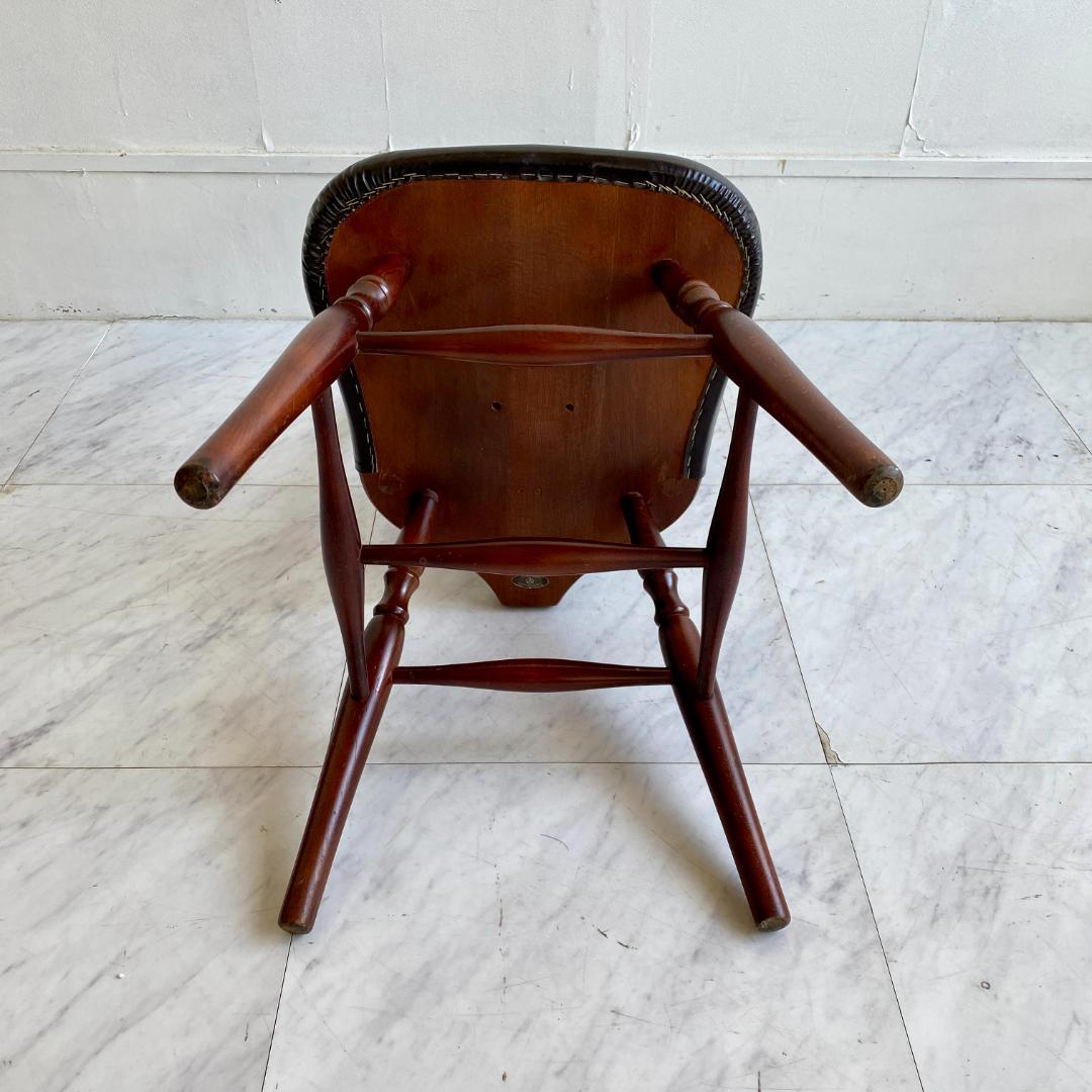 秋田木工 ビンテージ ダイニングチェア 曲木 椅子 レザー座面 鋲打ち