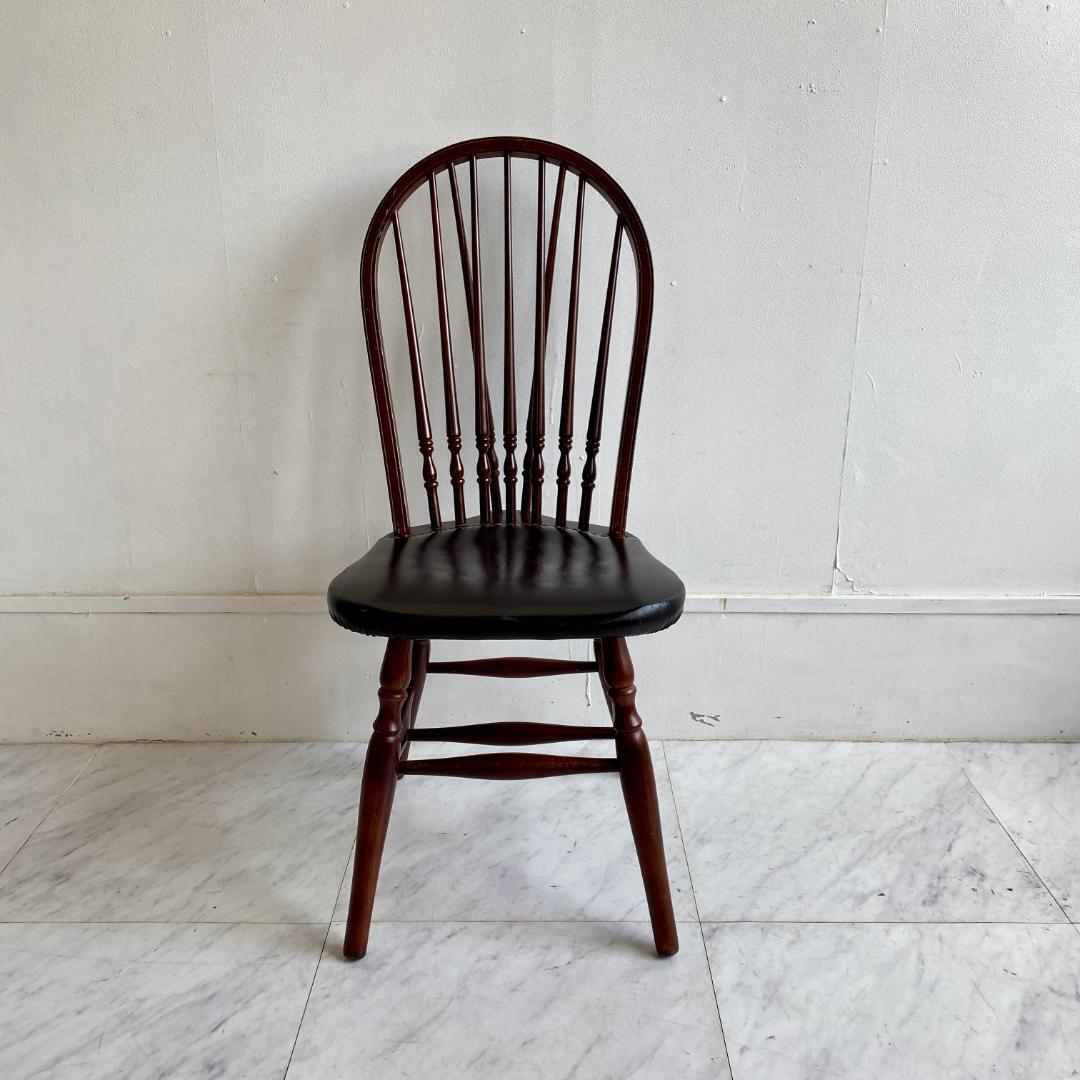 秋田木工 ビンテージ ダイニングチェア 曲木 椅子 レザー座面 鋲打ち