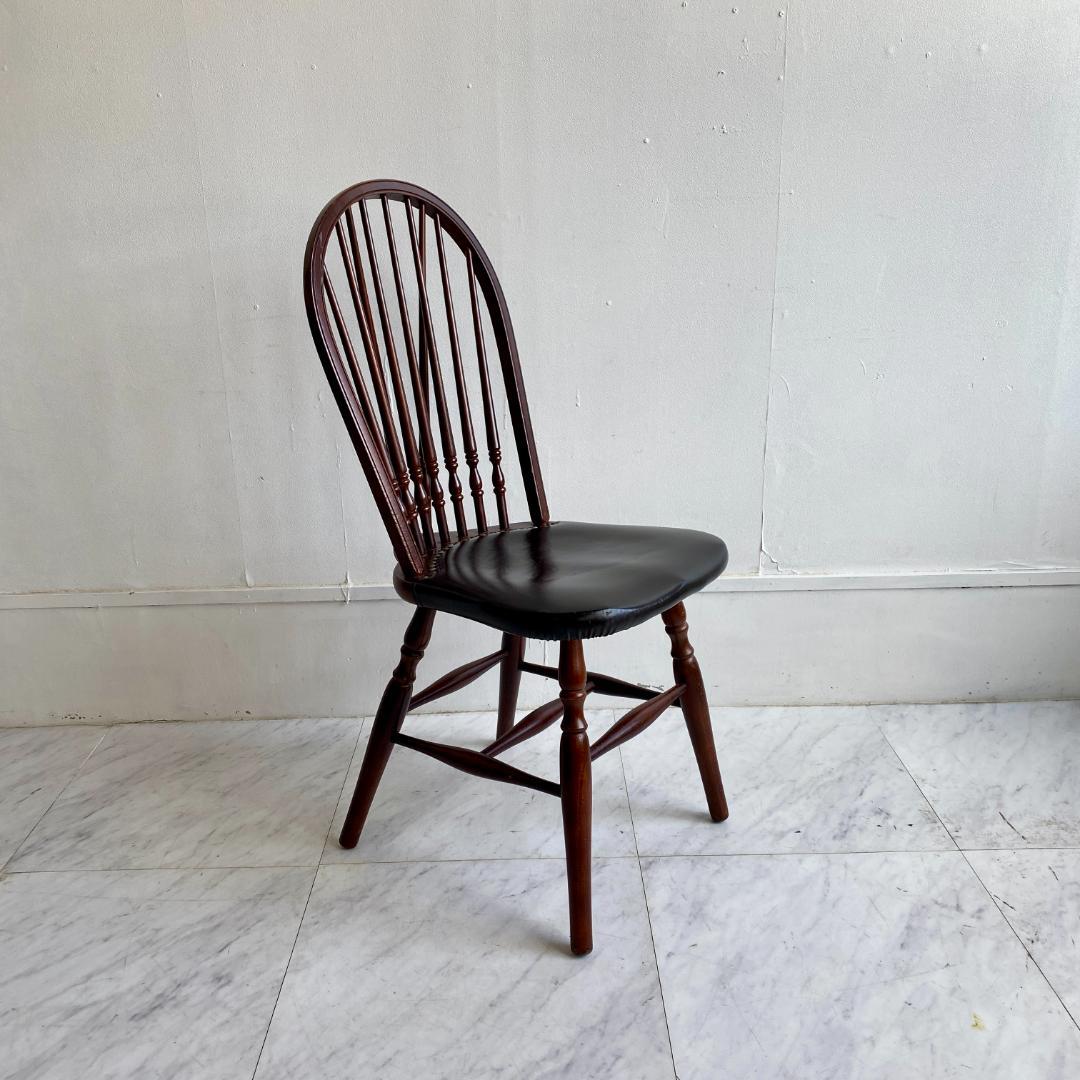 秋田木工 ビンテージ ダイニングチェア 曲木 椅子 レザー座面 鋲打ち