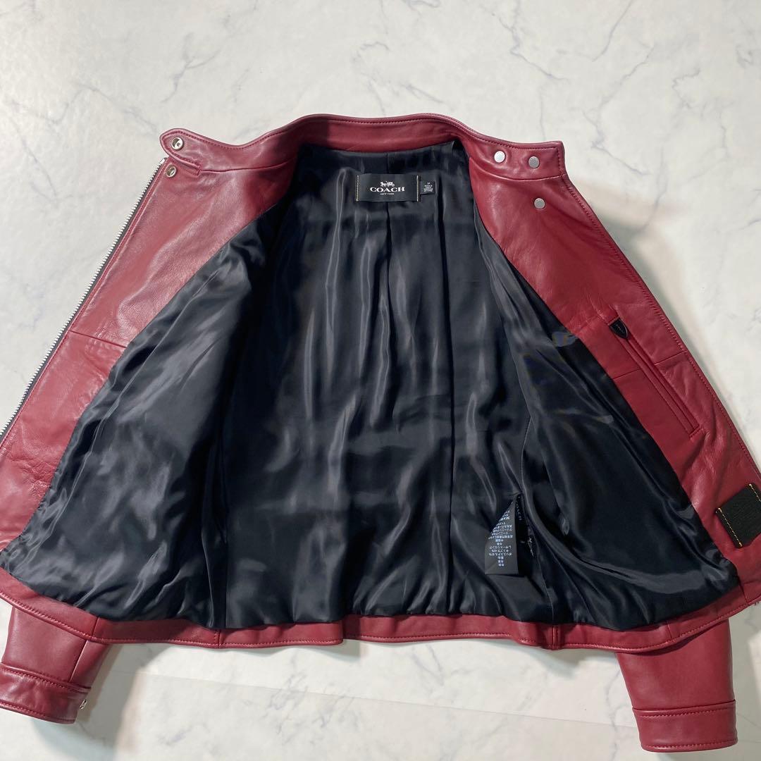【美品】コーチ　シングルライダース　レザージャケット　チャーム　サイズSP　羊革