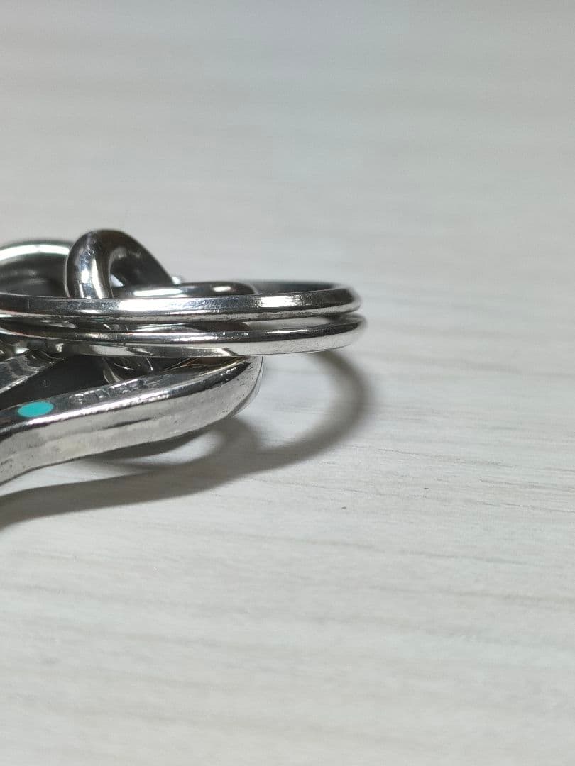 夜*性様 シルバー 925製&ターコイズキーホルダーチェーン 全長10cm27.