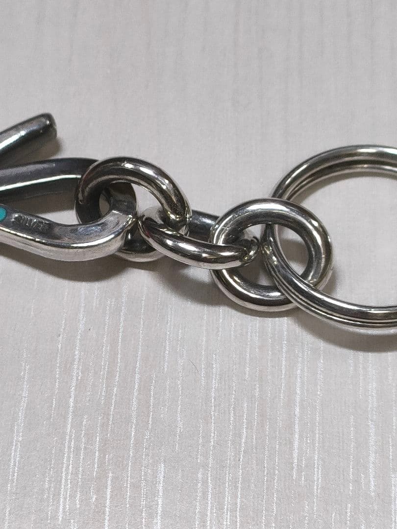 夜*性様 シルバー 925製&ターコイズキーホルダーチェーン 全長10cm27.