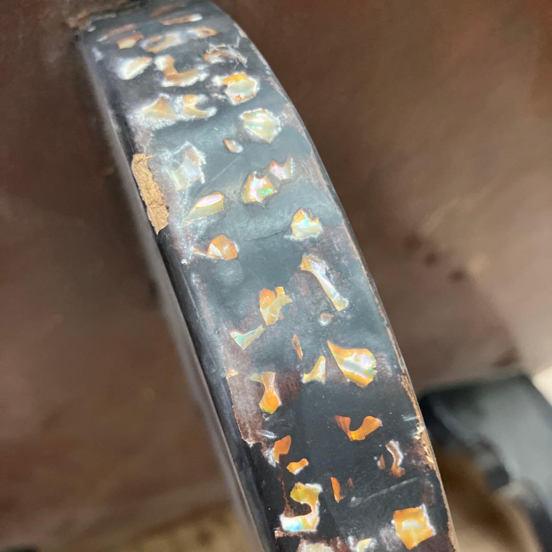 4F アンティーク 三角形 ミニテーブル 猫脚 螺鈿細工 飾り台 ヴィンテージ