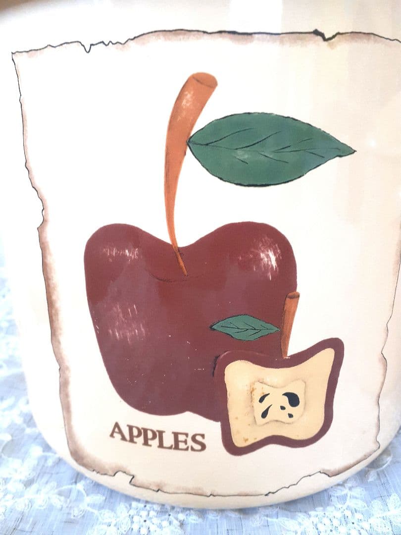 ホーローりんご柄ライス缶&キャニスター2個セット