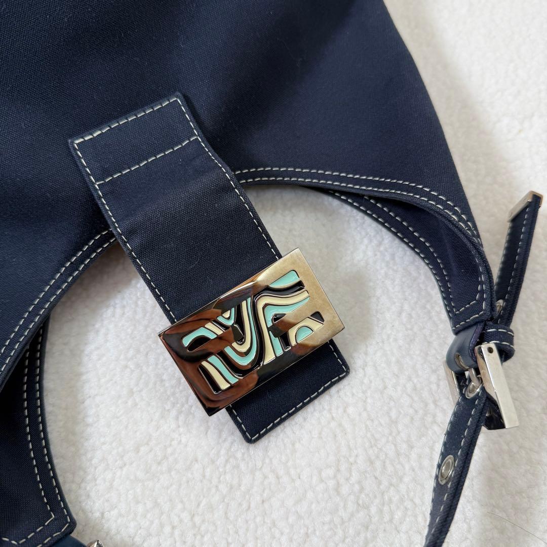 Fendi フェンディ デニム ハンドバッグ ネイビー マンマバケット