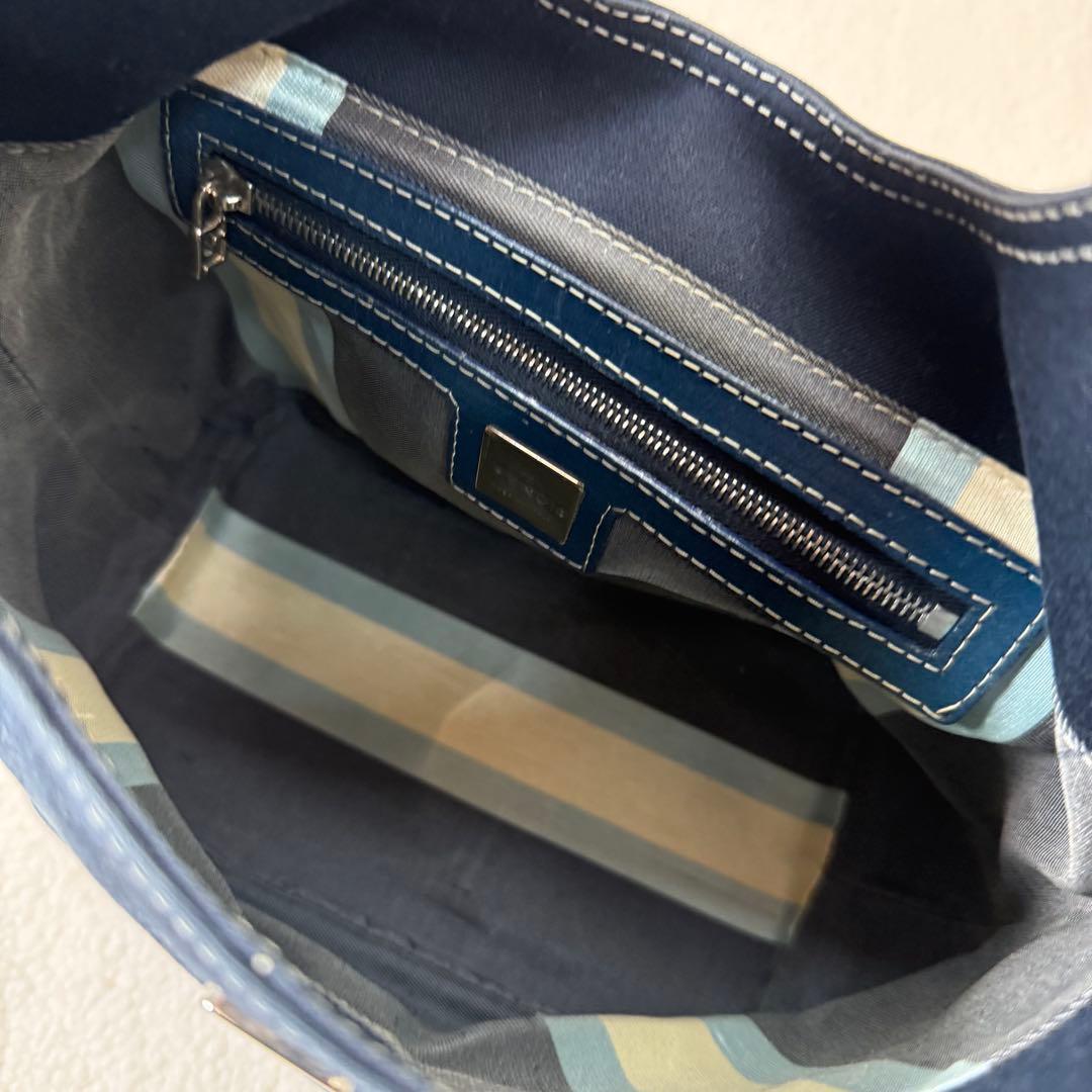 Fendi フェンディ デニム ハンドバッグ ネイビー マンマバケット