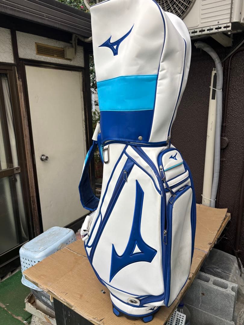 Mizuno ツアーモデルゴルフキャディバッグ ホワイト/ブルー