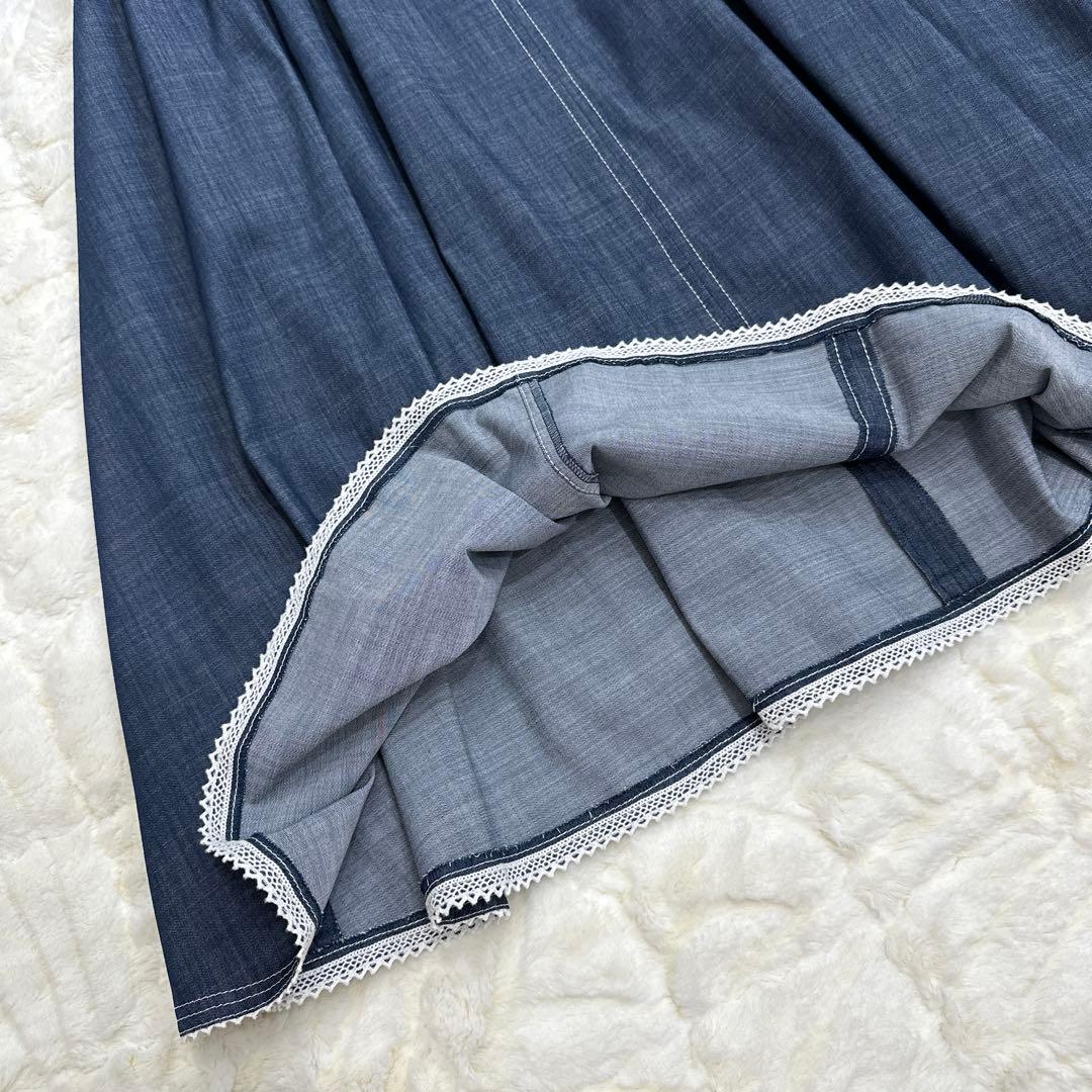 エムズグレイシー リボン 半袖 デニム ワンピース サイズ40