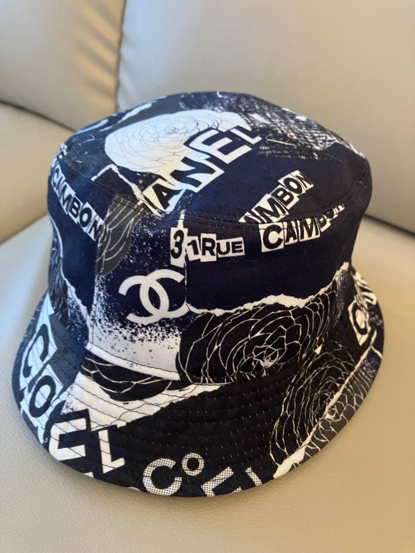 CHANEL シャネル バケットハット ブラック ホワイト カメリア 美品♡