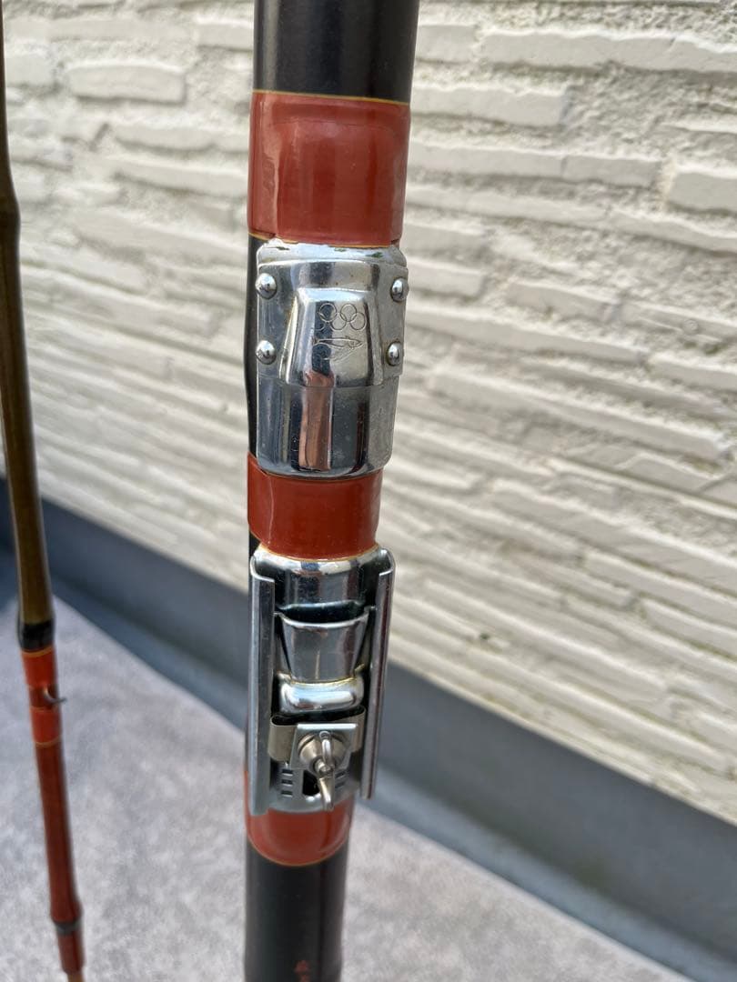 石鯛和竿　俊貞作　総巻総塗り竹竿　石鯛竿　美品