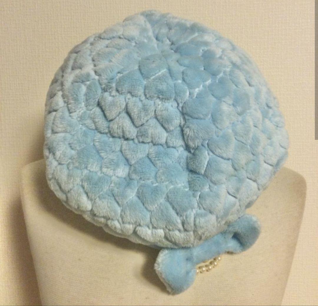 ハート模様リボンつきファーケープ＆ファーベレー帽 セット サックス ミント