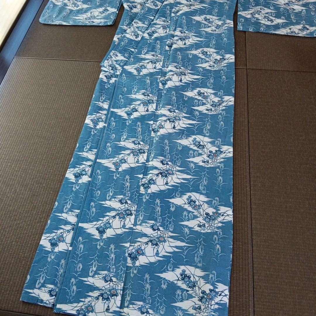 p*ん様 竺仙？　綿紅梅　紅梅小紋　ススキにキキョウ　秋草柄