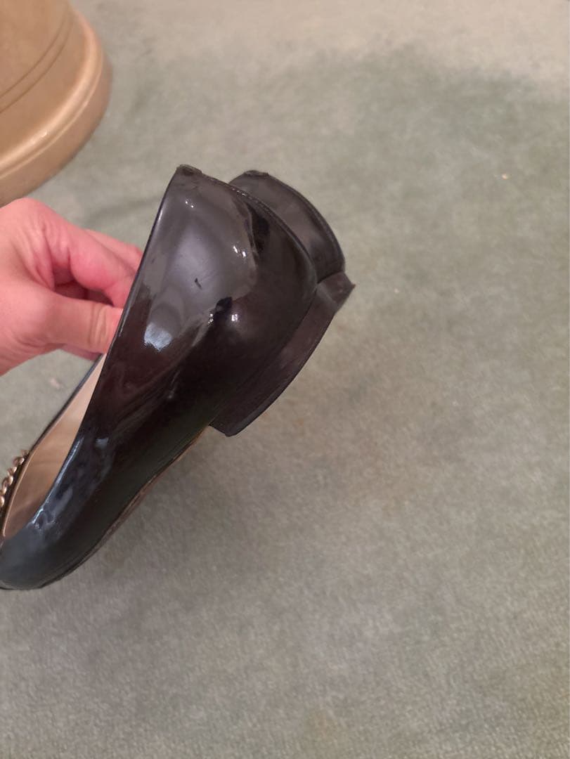 ♡本物♡シャネル♡CHANEL♡ブラックチェーンCCフラットシューズ36ハーフ