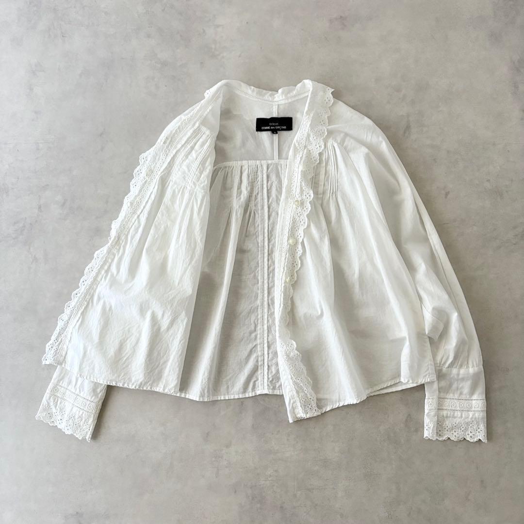 美品　トリココムデギャルソン　Aライン　フリル　刺繍　ギャザー　ブラウス