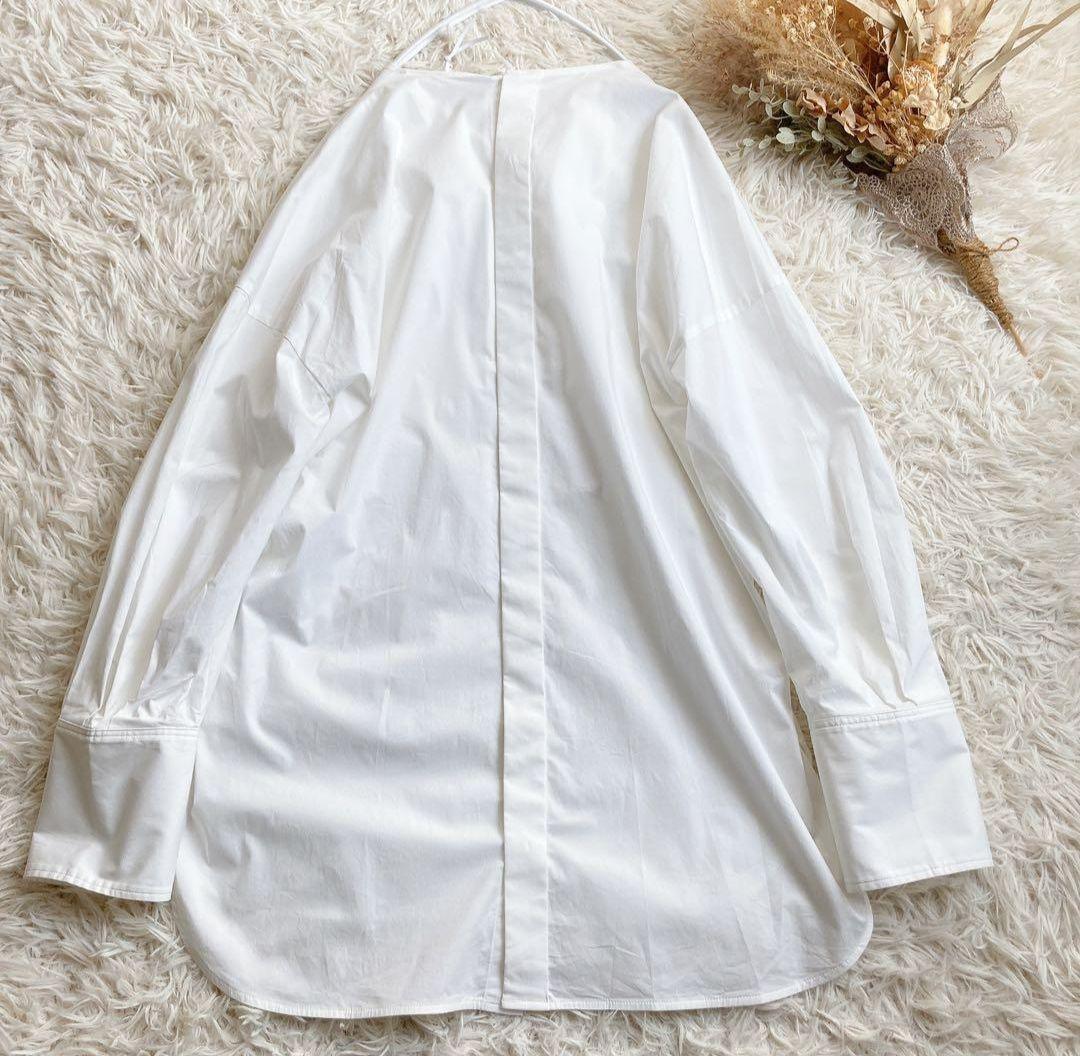 【未使用】エンフォルド フロントツイストビッグカフスオーバーサイズシャツ 白