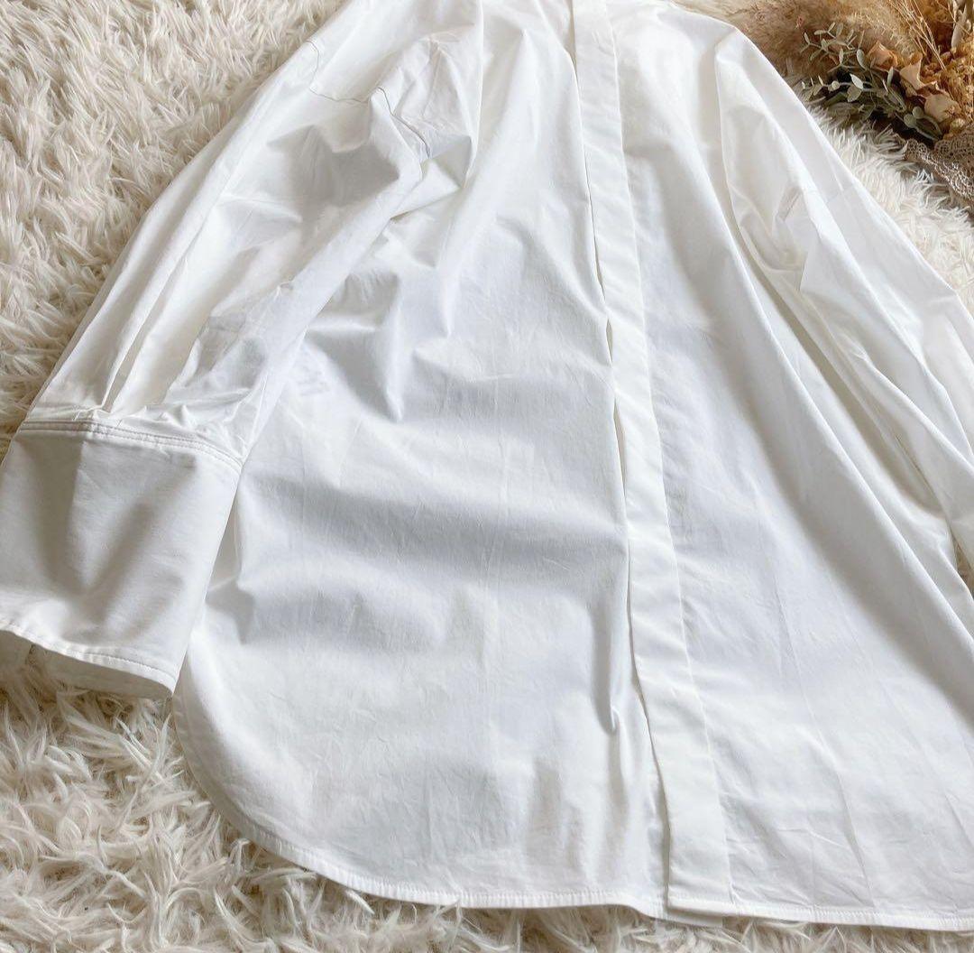 【未使用】エンフォルド フロントツイストビッグカフスオーバーサイズシャツ 白