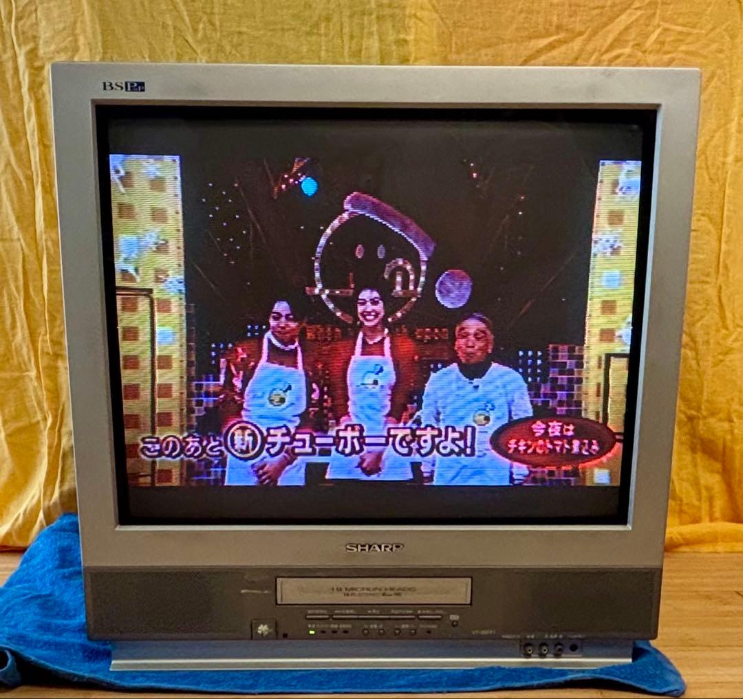 SHARP VHSビデオデッキ付25型フラットブラウン管テレビシャープ【手渡し】