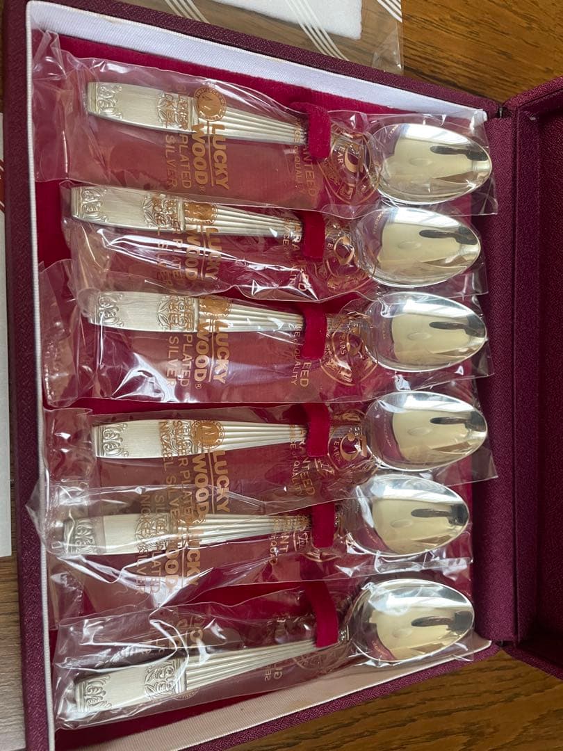 【未使用品】LUCKYWOOD 純銀20μ スプーンセット 6本