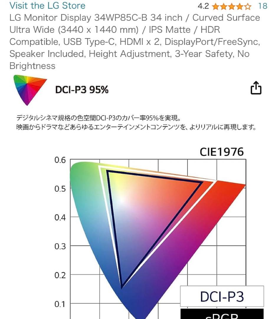 LG Ultra Wide Moniter/ウルトラワイドモニター 34インチ