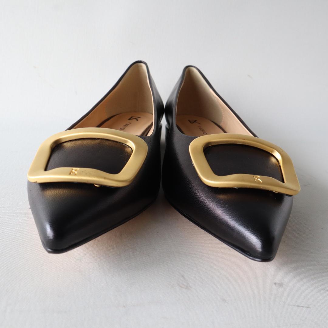 ほぼ未使用/現行ロゴ　ファビオルスコーニ　バックルフラットシューズ36黒23cm