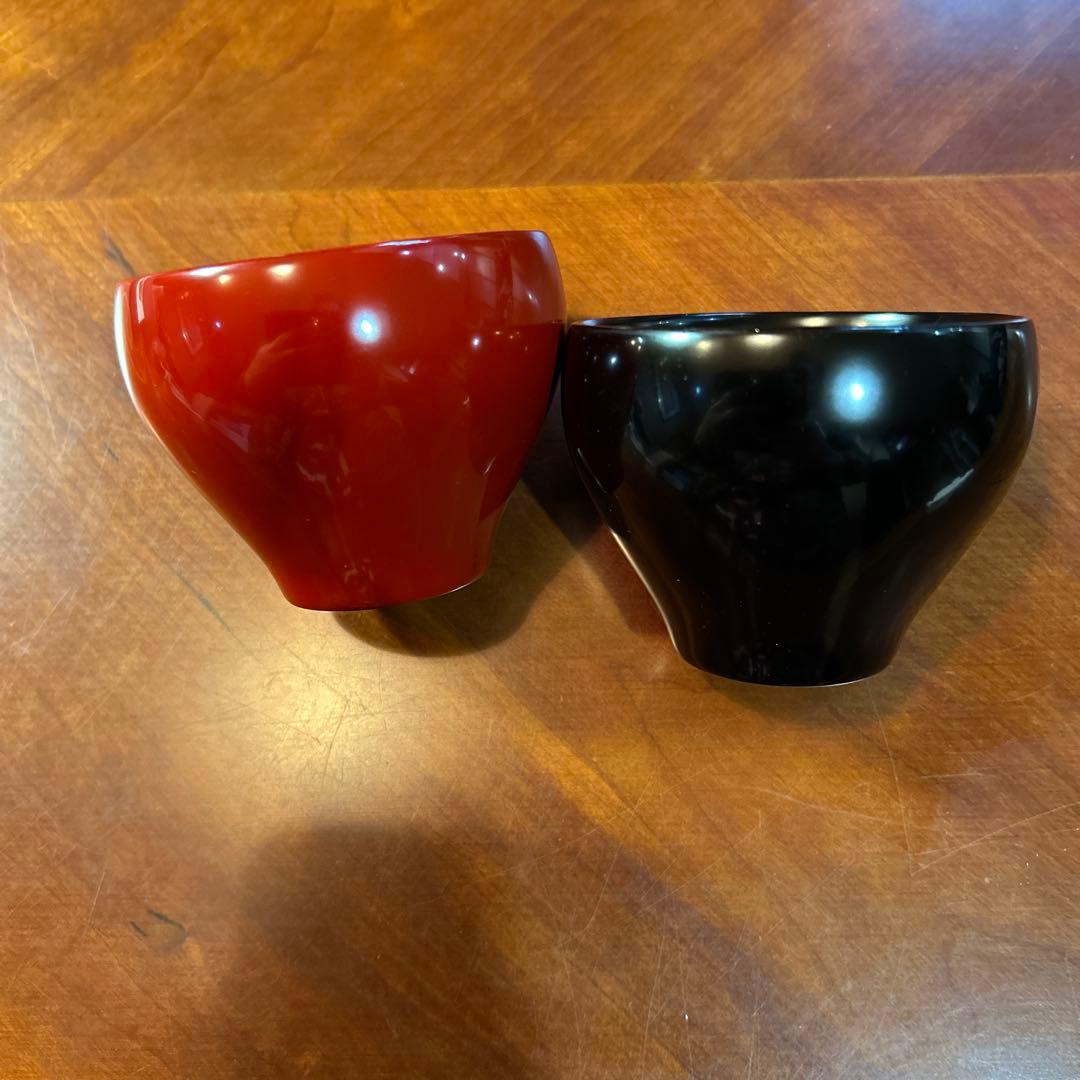専用です！漆器 椀、茂徳作グラスセット 赤黒 4個 スプーン2本、未使用。