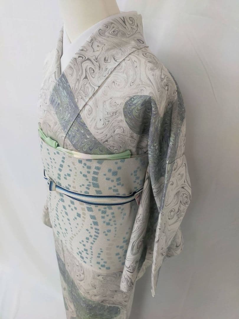 お見分け済　美品　正絹袷　墨流し　訪問着　単品