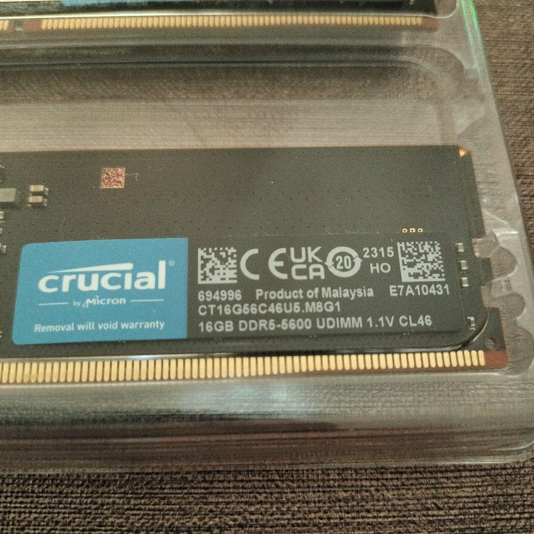 crucial 16GB DDR6-5600 UDIMM メモリ×2 32GB