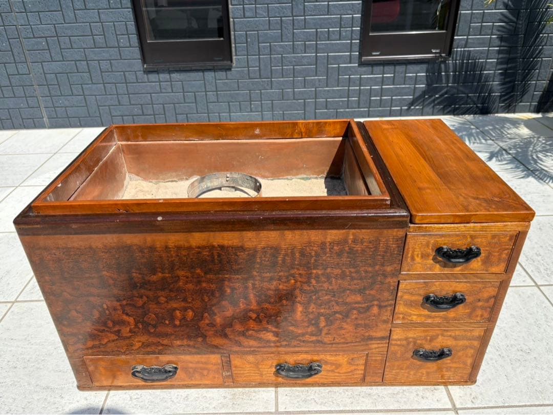 囲炉裏テーブル 座卓 引出し付き 火鉢 ローテーブル 手あぶり 暖炉 和家具