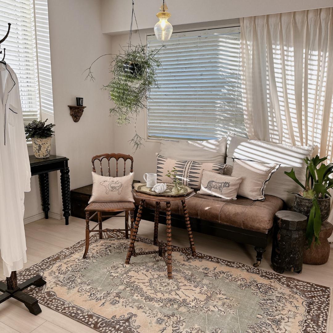 トルコ ヴィンテージラグ A111 定番 ベージュ セージグリーン ブラウン